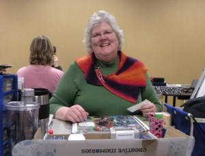 Scrapbooking and wearing one of my knitted creations in PA.